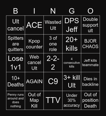 Marvel Rivals Bingo Card