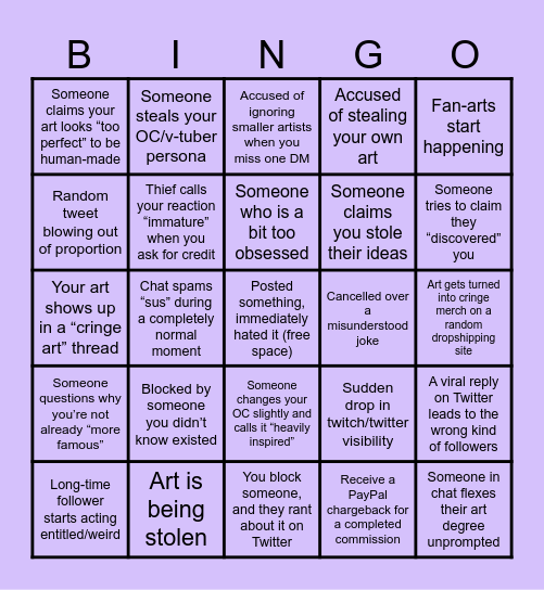 Latte becomig a semi-popular streamer/artist Bingo Card