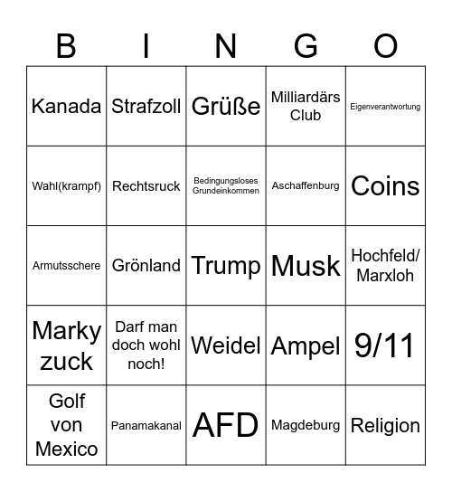 GL Bingo Card