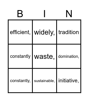 Language Game Bingo Card
