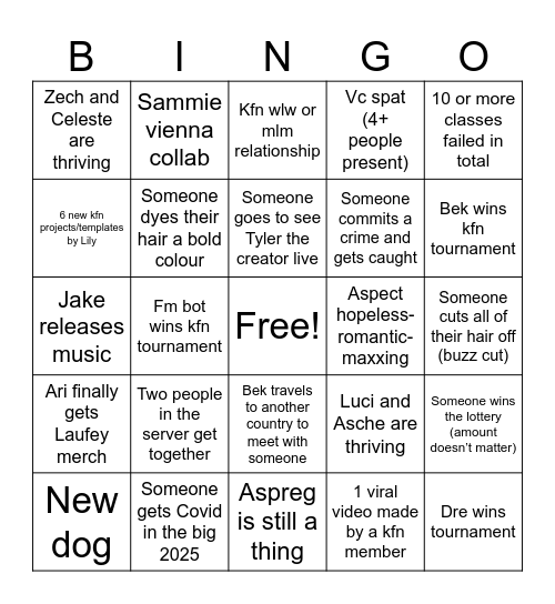 Kfn 2025 Bingo part 2 Bingo Card