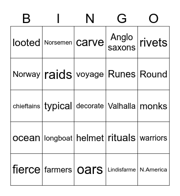 VIKINGS Bingo Card