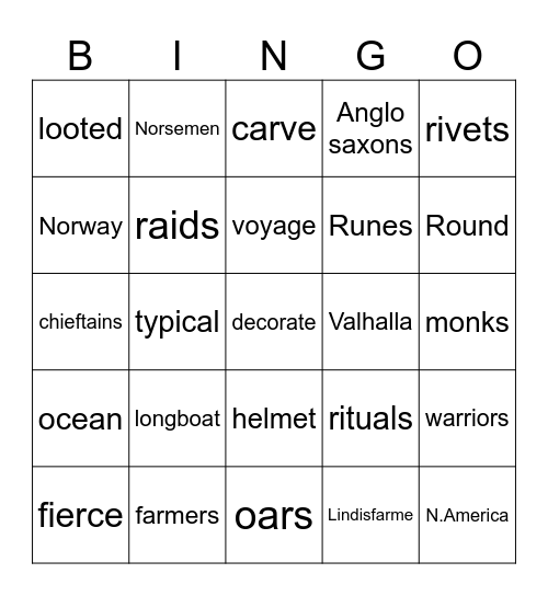 VIKINGS Bingo Card