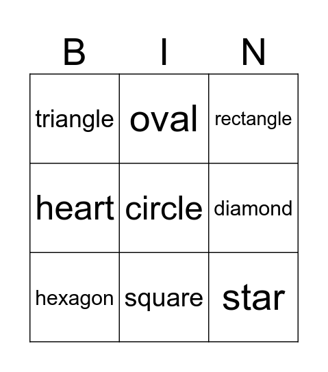 shapes English Bingo Card