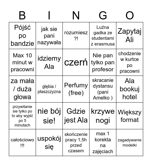 112 Gate Bingo Card
