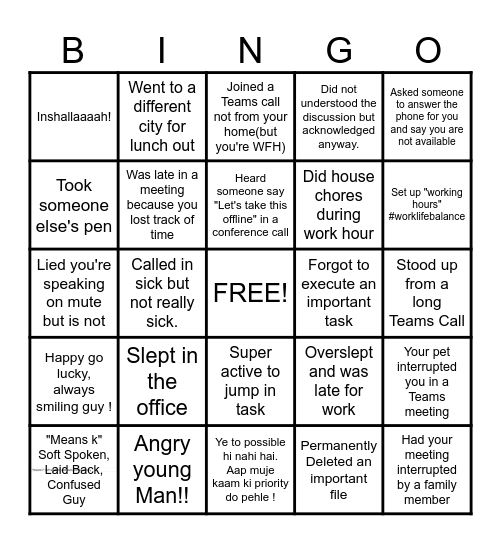 OFFICE Bingo Card