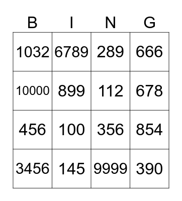 Numeros Bingo Card