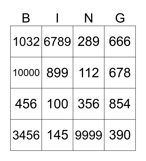 Numeros Bingo Card