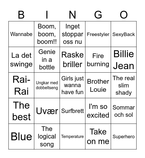 God stemning! Bingo Card