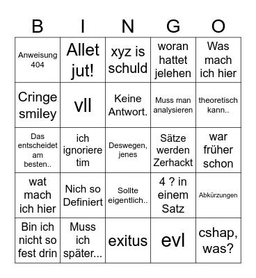 Wallah Kriese Bingo Card