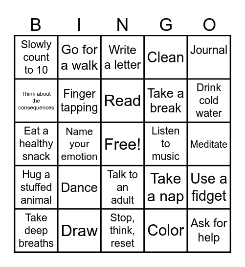 Ways to Cope Bingo Card