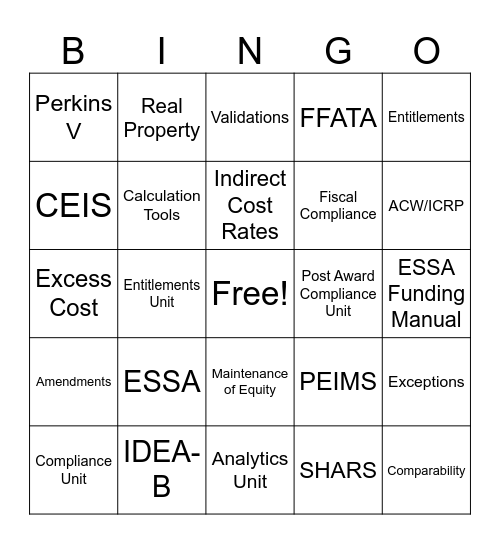 FFCR Bingo Card