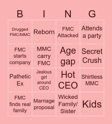 CDRAMA TROPES Bingo Card