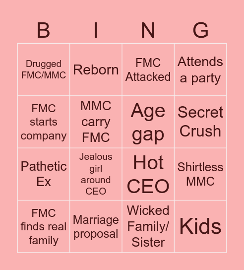 CDRAMA TROPES Bingo Card