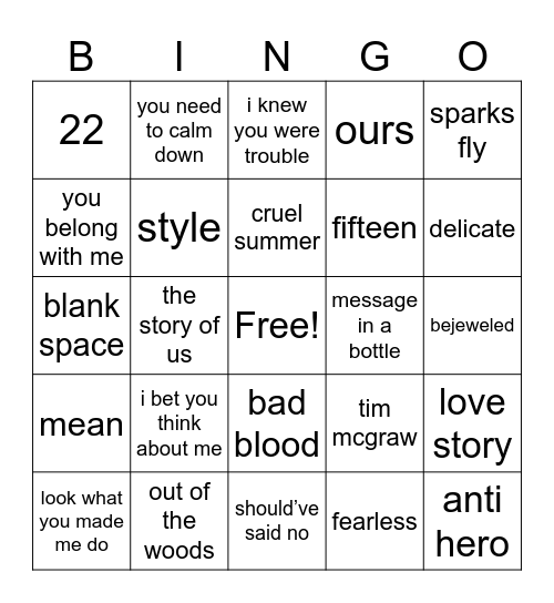 SINGLES Bingo Card