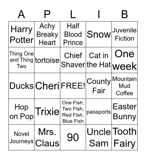 Library Bingo Card