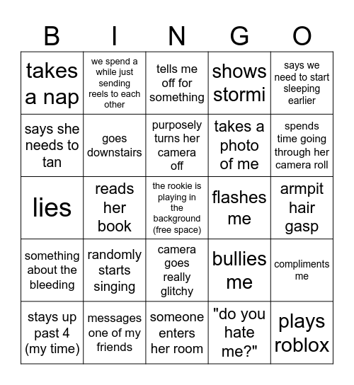 on call with mya part 2! Bingo Card