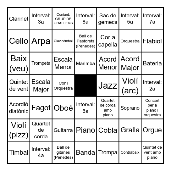 Bingo Musical! Bingo Card
