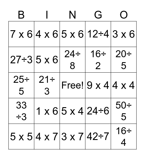 4th Grade Bingo!! Bingo Card