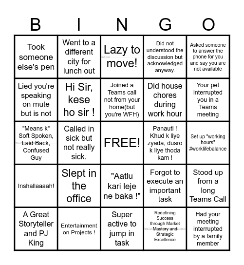 OFFICE Bingo Card