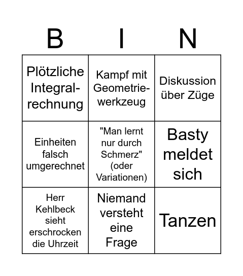 Physik LK Bingo Card