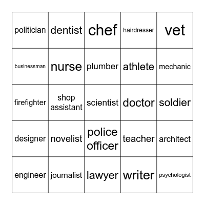 Jobs Bingo Card