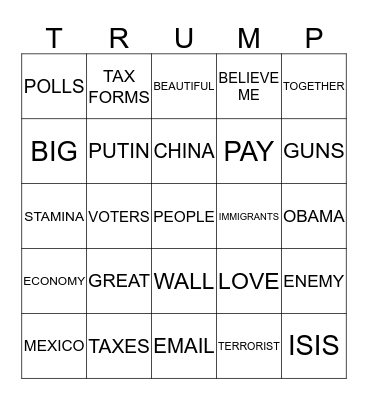 TRUMP BINGO  Bingo Card