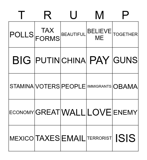 TRUMP BINGO  Bingo Card