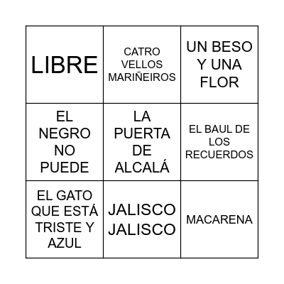 BINGO MUSICAL Bingo Card