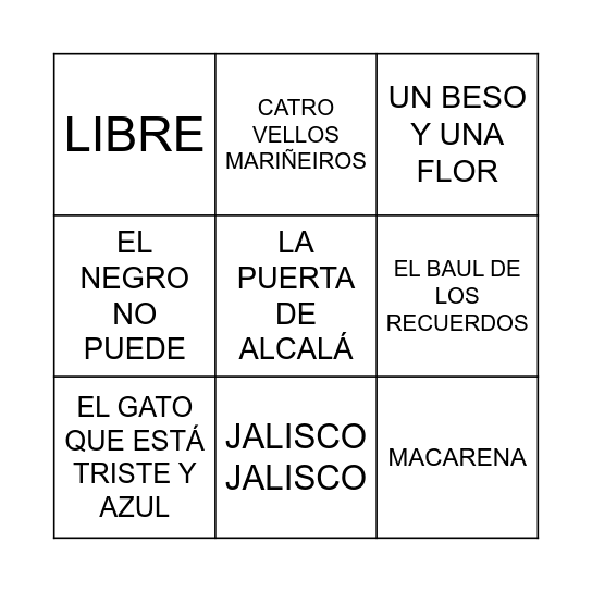 BINGO MUSICAL Bingo Card