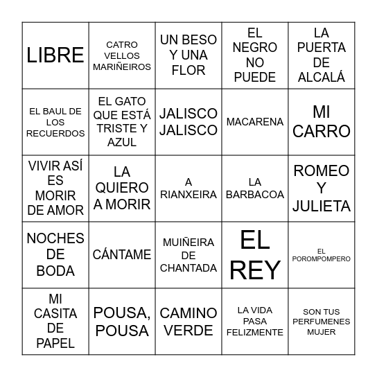 BINGO MUSICAL Bingo Card