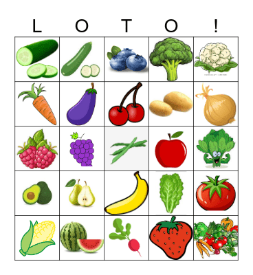 Fruits et Légumes Bingo Card