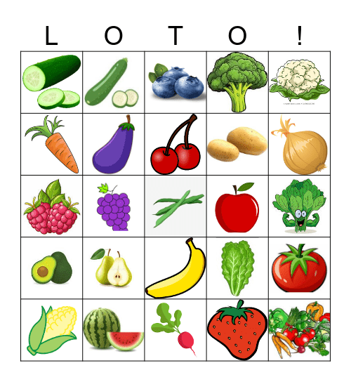 Fruits et Légumes Bingo Card
