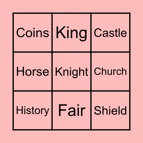 Medieval Bingo! Bingo Card