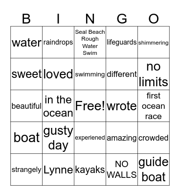 Free in the Sea Bingo Card