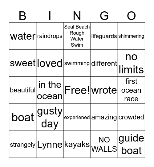 Free in the Sea Bingo Card