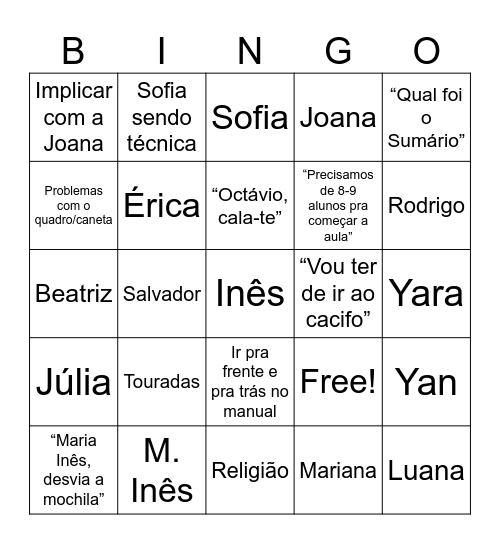 Aulas de Filosofia Bingo Card