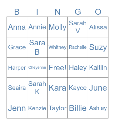 TS Christmas Party Bingo Card