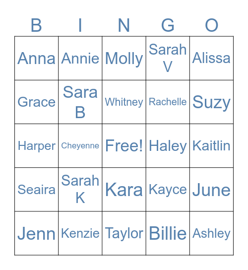 TS Christmas Party Bingo Card