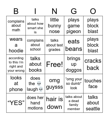 Eliza bingo Card