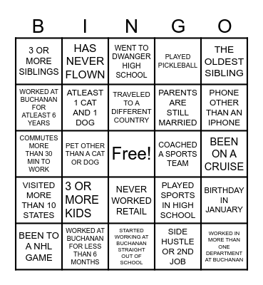 TEAM BUILDING BINGO Card