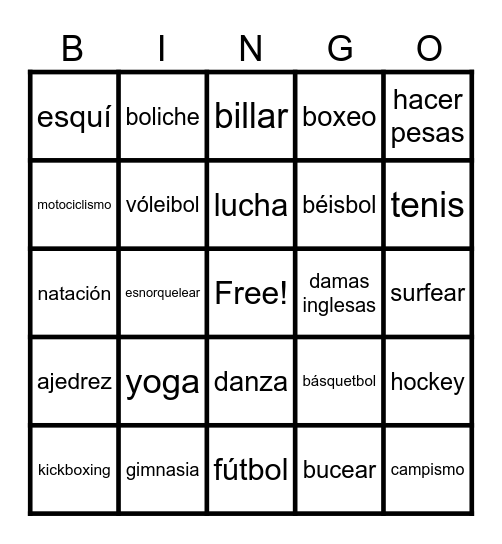 Los Deportes Bingo Card