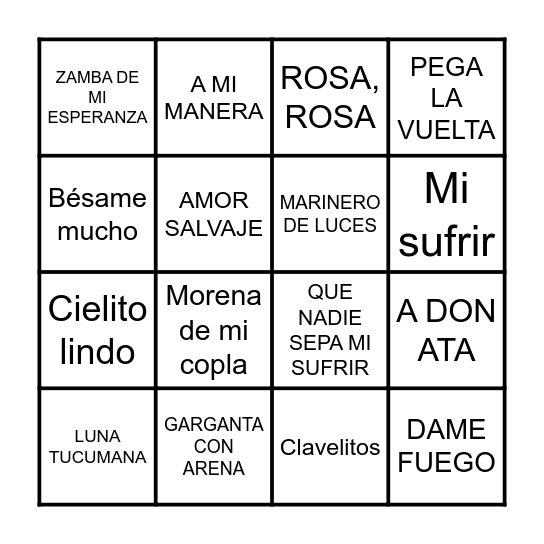 BINGO MUSICAL Bingo Card