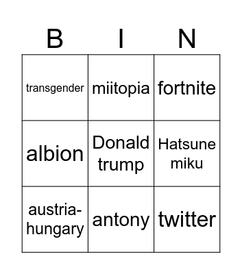 wikipedia Bingo Card