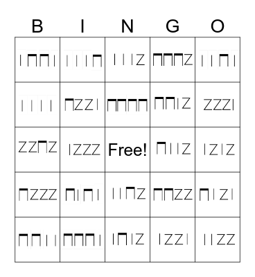 Rhythm Bingo - Stick Notation Bingo Card