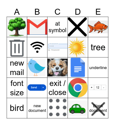 Basic Computer Class Bingo Card