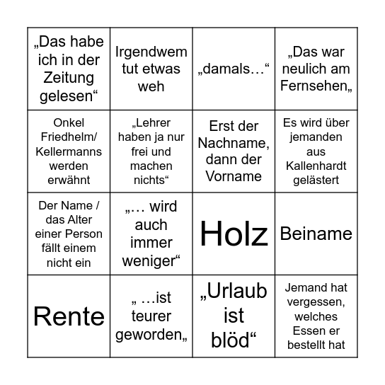 Familienbingo Card