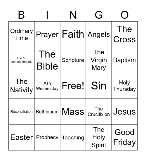 4th Grade Bingo Card