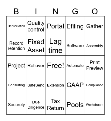 Tax Kickoff Bingo Card