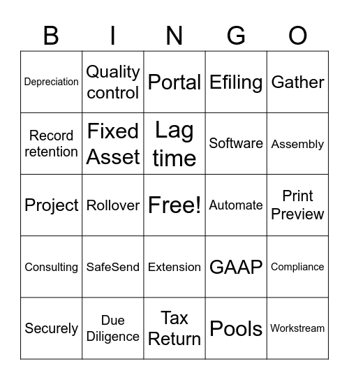 Tax Kickoff Bingo Card